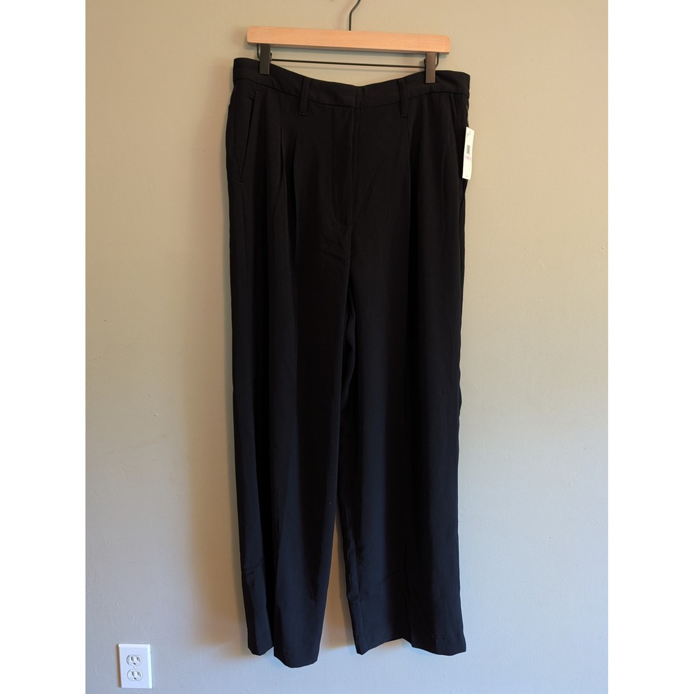 Jessica Simpson Rey Black Wide Pleated Trousers Dress Pants 14 NEW Barrel Leg